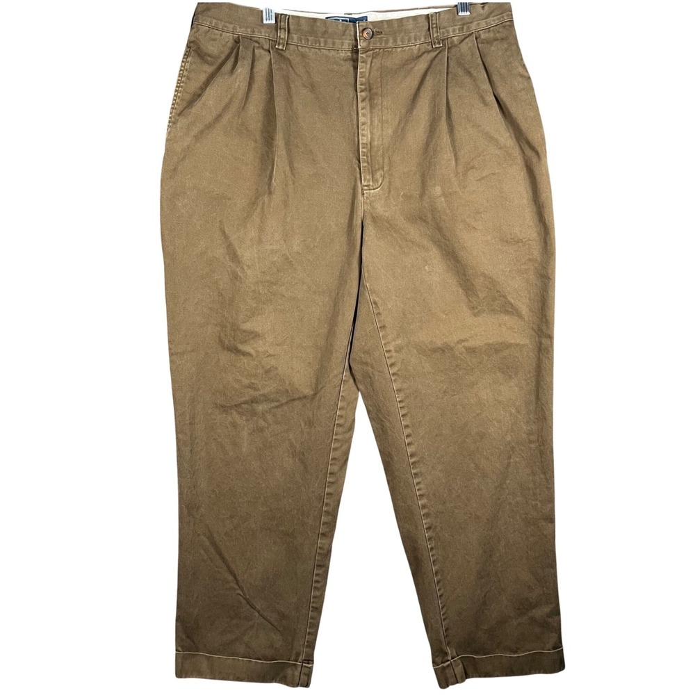 Vintage Polo Ralph Lauren Hammond Pant Mens 36 Brown Pleated Classic‎ Chino